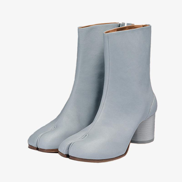 Cyan Calf Leather Ankle Boots