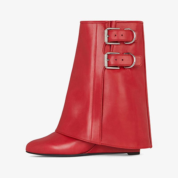 Bold Red Tumbled Calfskin Ankle Boots