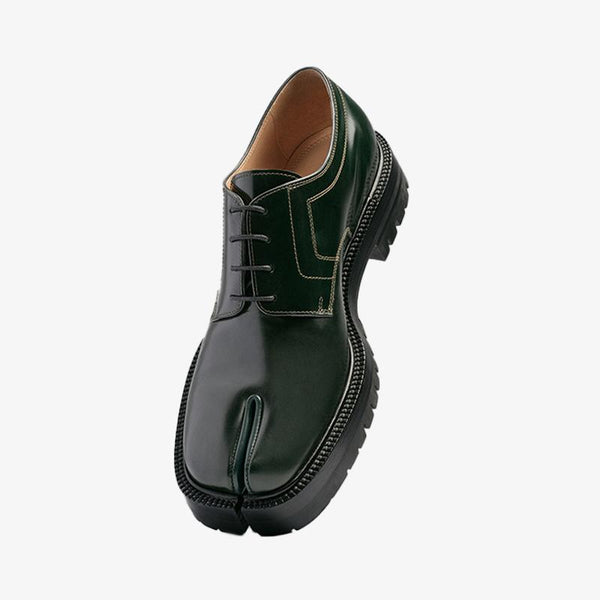 Dark Green Tabi Laced Brogue Shoes