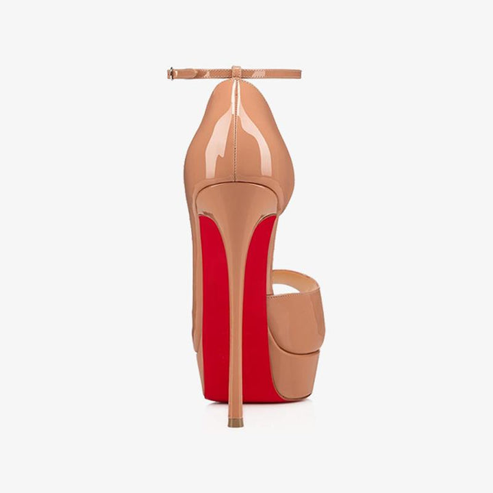 Beige Blush Patent Leather Heels 140mm - ARNO CONTI