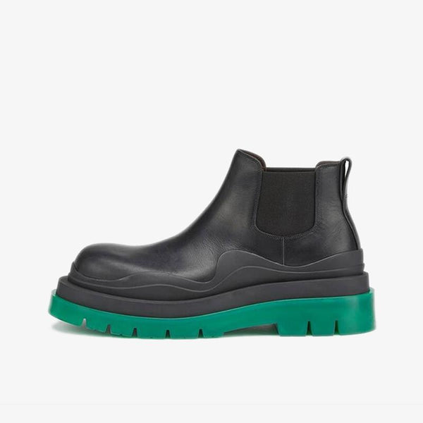 Black/Green Cropped Chelsea Boots