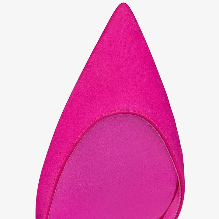 Bright Pink Crepe Satin Pumps with Stiletto - ARNO CONTI