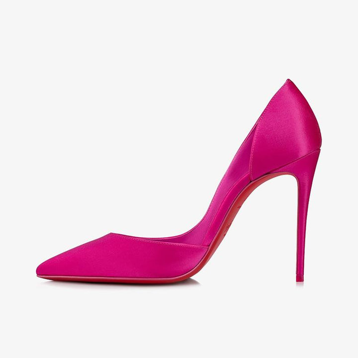 Bright Pink Crepe Satin Pumps with Stiletto - ARNO CONTI