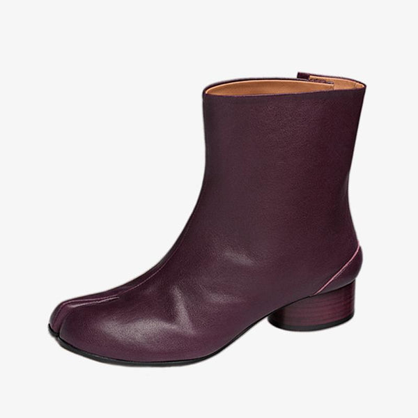 Calf Leather Tabi Split-Toe Ankle Boots