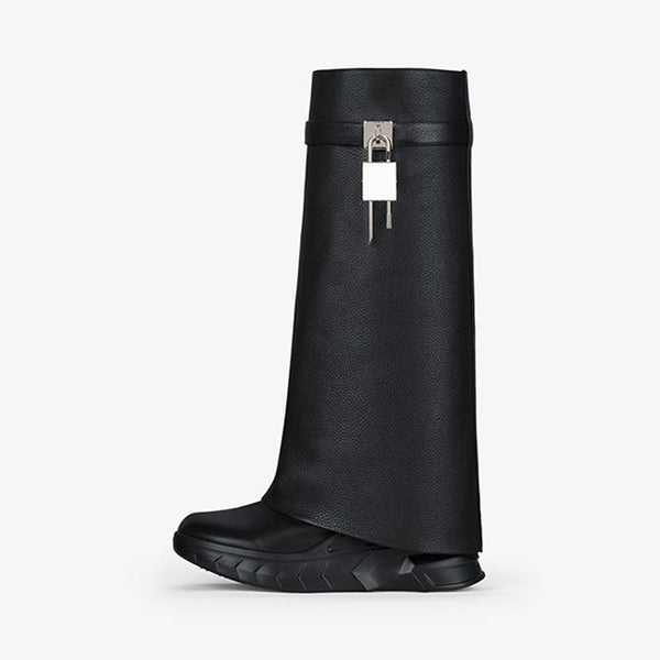 Refined Black Calfskin High Boots