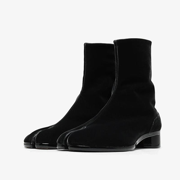 Velvet Tabi Split-Toe Ankle Boots