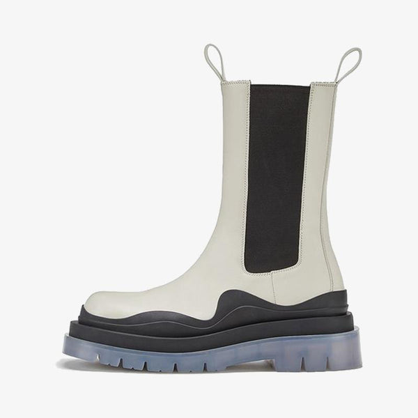 White/Black Chelsea Boots