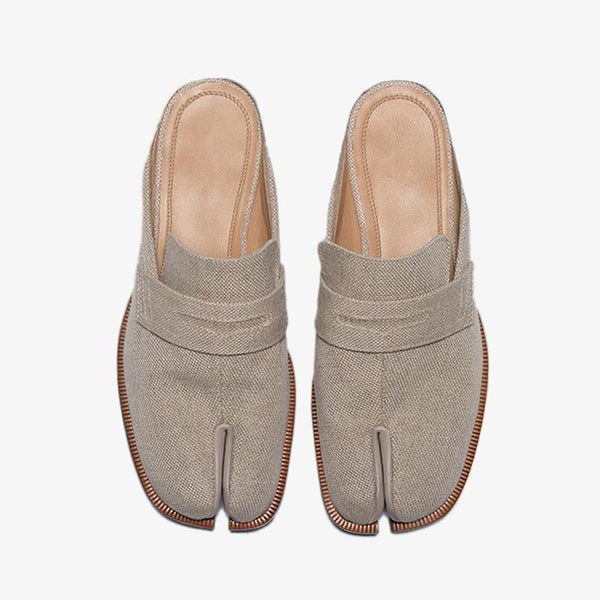 Textured linen Split-Toe Mule