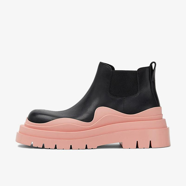 Black/Pink Cropped Chelsea Boots