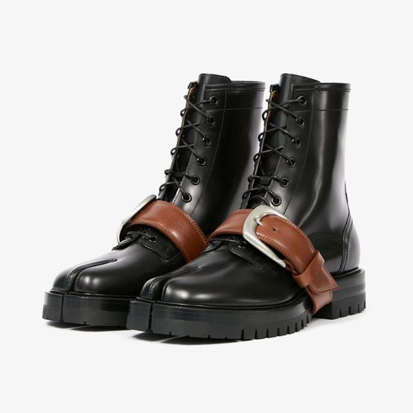 Split-Toe Boots with Buckle Strap Women's