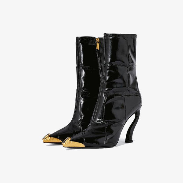 Black Patent Ankle Boots