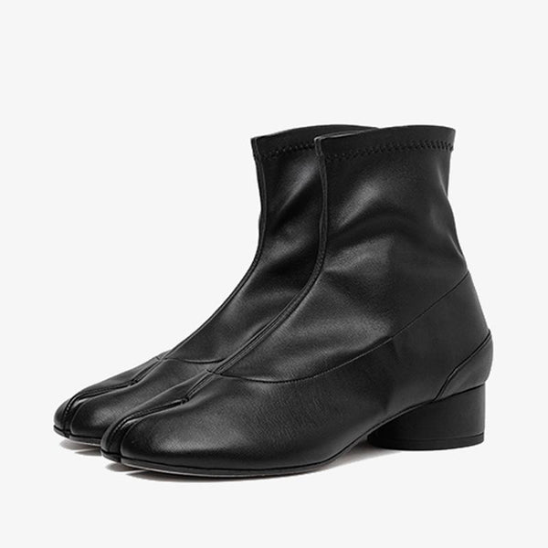 Faux Leather Sock-Style Tabi Boots