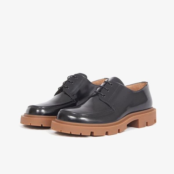 Black Laced Platform Brogue Shoes