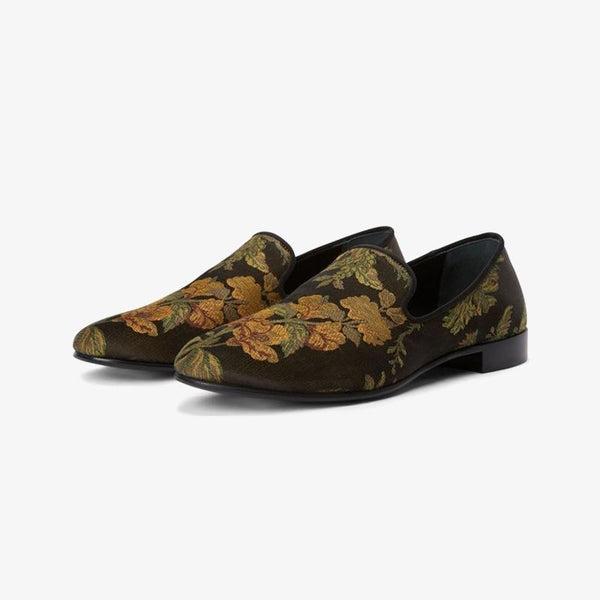 Multicolour Floral-Embroidered Slip-On Loafers