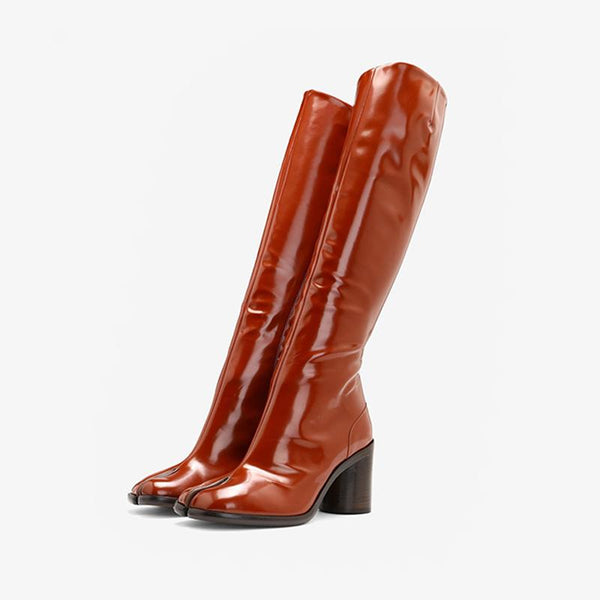 Brushed Leather Knee-High Riding Boots