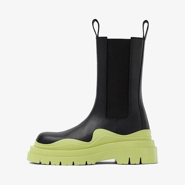 Black/Fruit Green Chelsea Boots