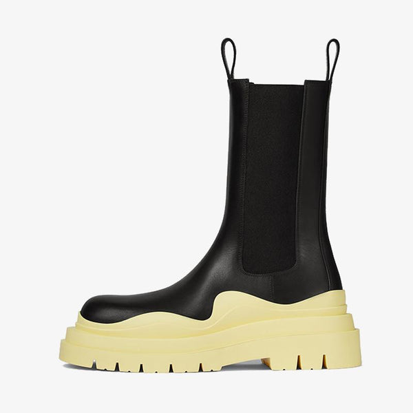 Black/Yellow Chelsea Boots