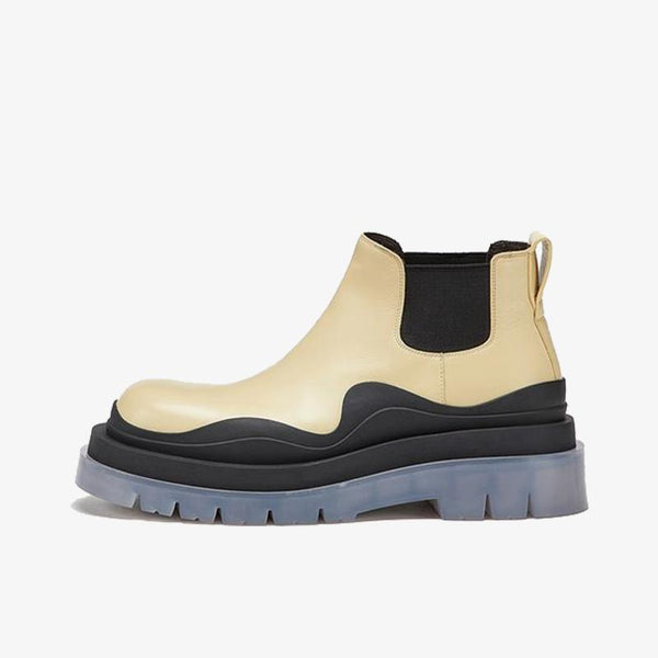 Beige/Black Cropped Chelsea Boots