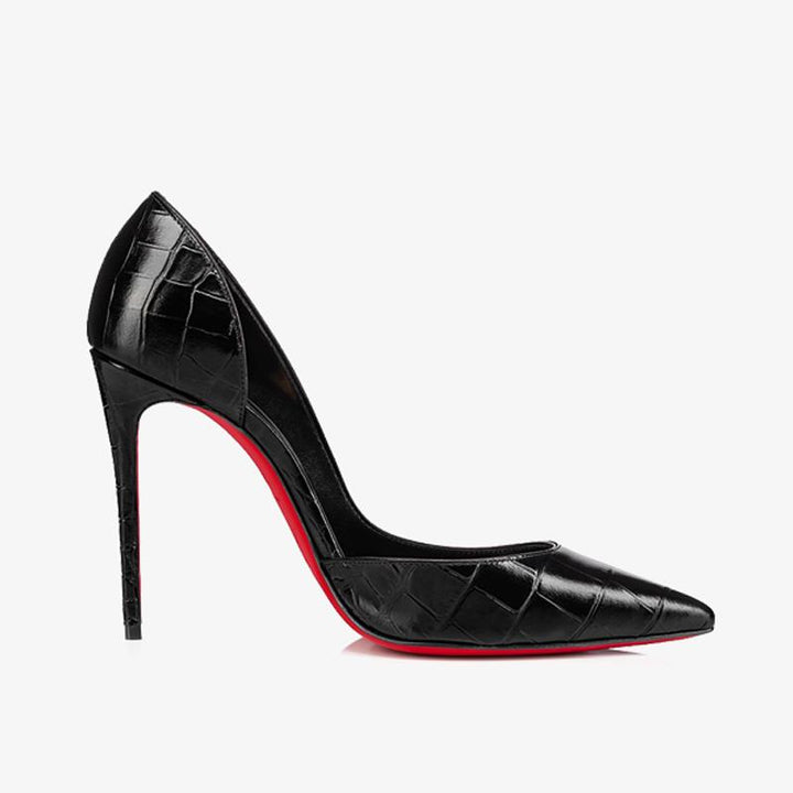 Black Alligator-Embossed Calf Leather Pump - ARNO CONTI