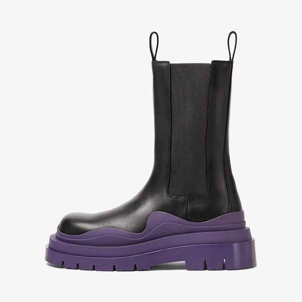 Black/Purple Chelsea Boots