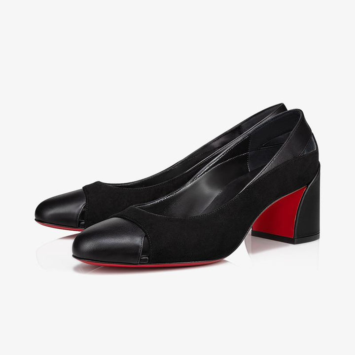 Black Velours and Leather Pumps with 60 mm - ARNO CONTI