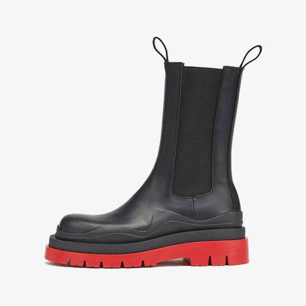 Black/Red Chelsea Boots