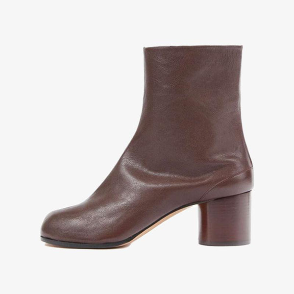 Chocolate Brown Calf Leather Toe Boots