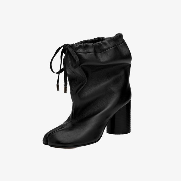 Women’s Black Leather Tabi Split-Toe Ankle Boots